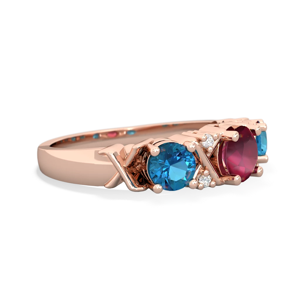 Ruby Hugs And Kisses 14K Rose Gold ring R5016