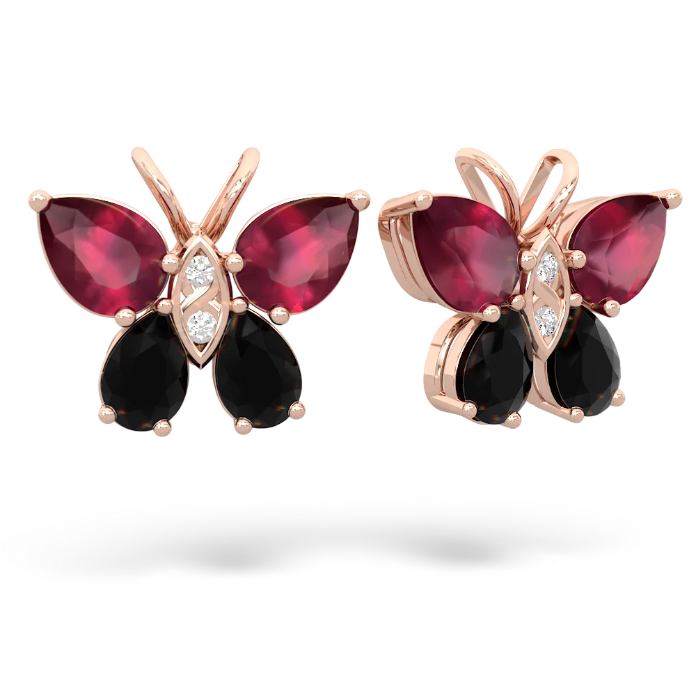 Ruby Butterfly 14K Rose Gold earrings E2215