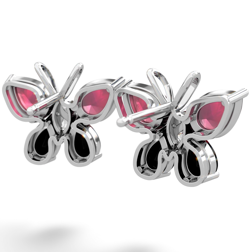 Ruby Butterfly 14K White Gold earrings E2215