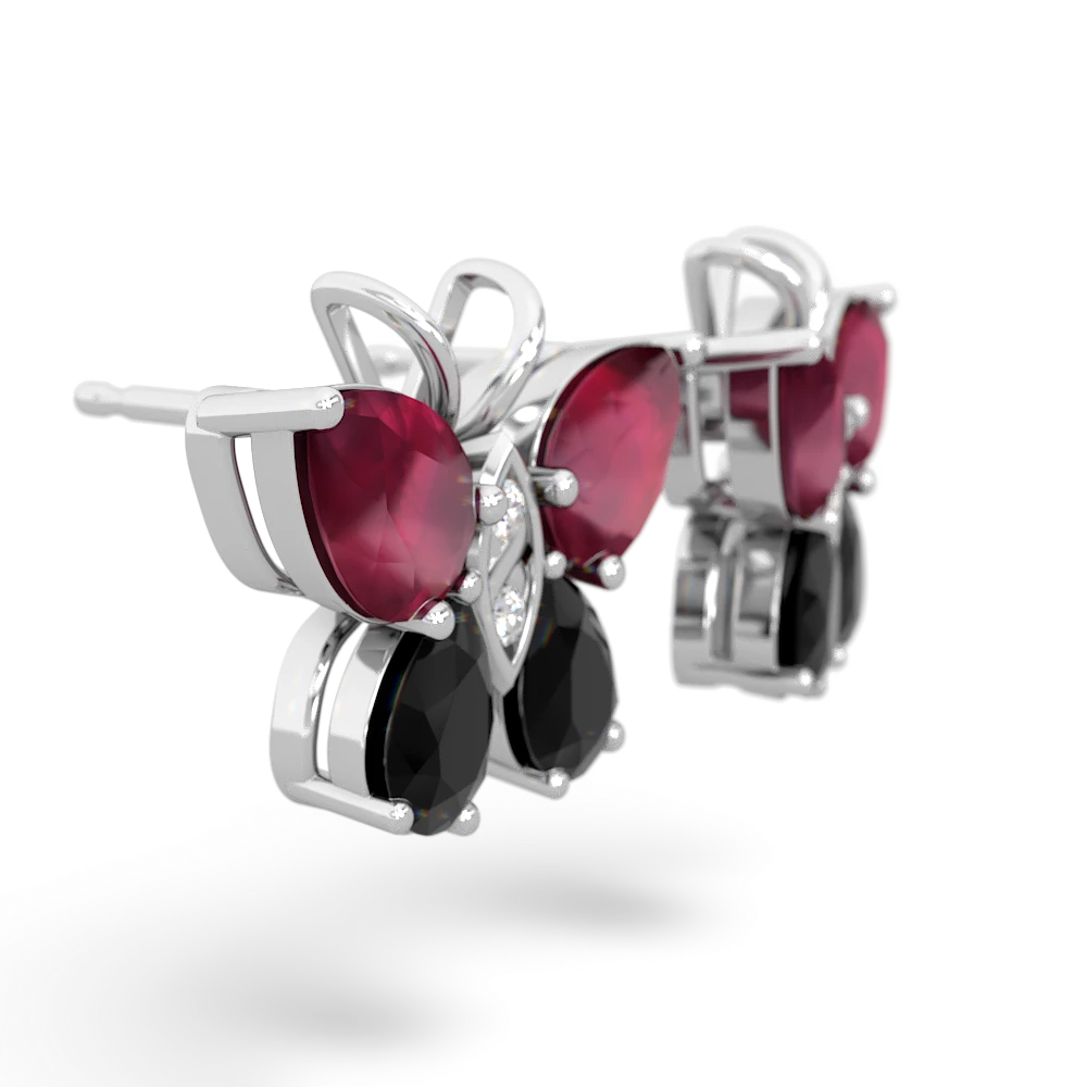 Ruby Butterfly 14K White Gold earrings E2215