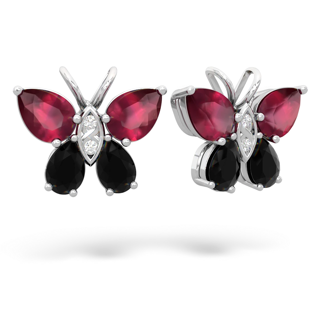 Ruby Butterfly 14K White Gold earrings E2215