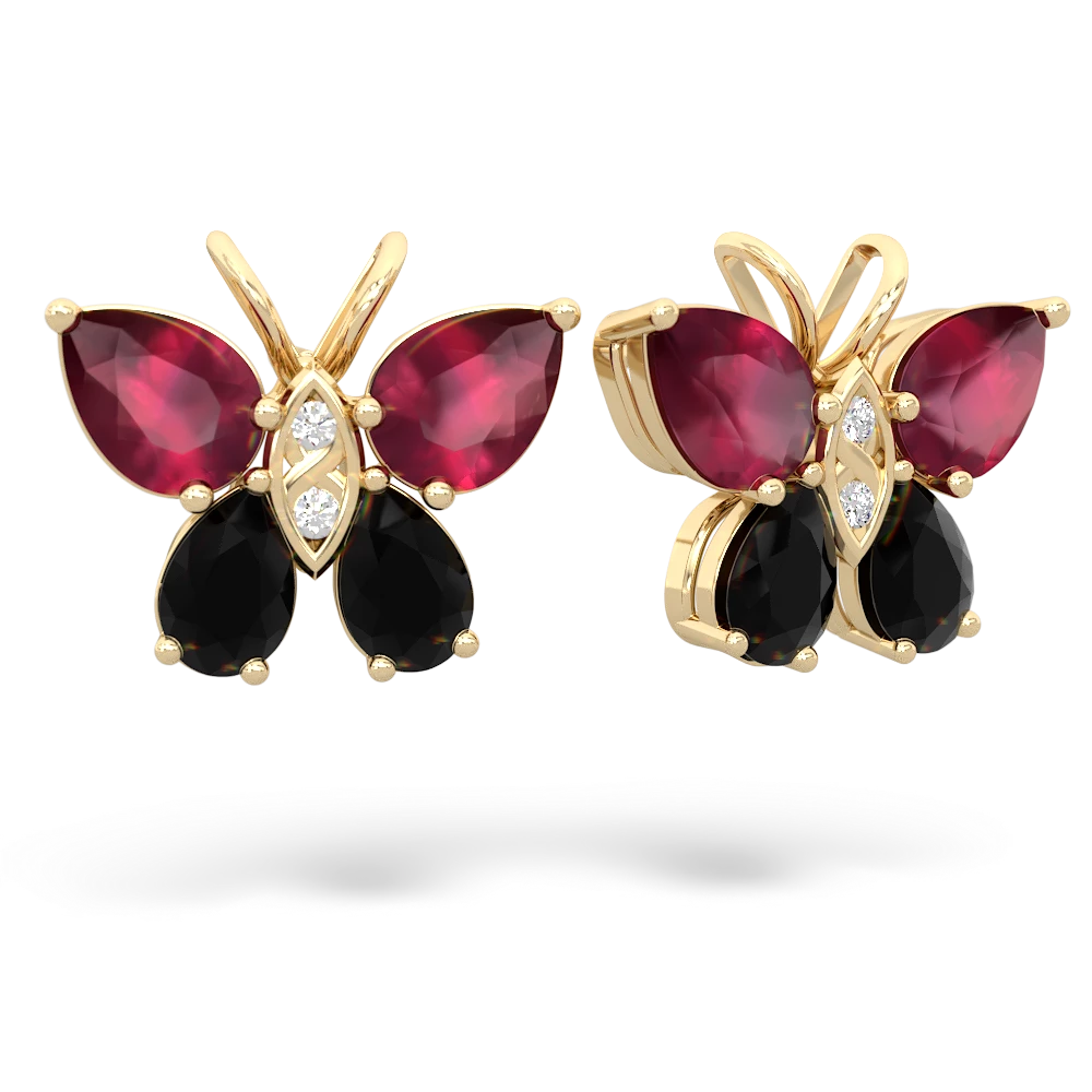 Ruby Butterfly 14K Yellow Gold earrings E2215