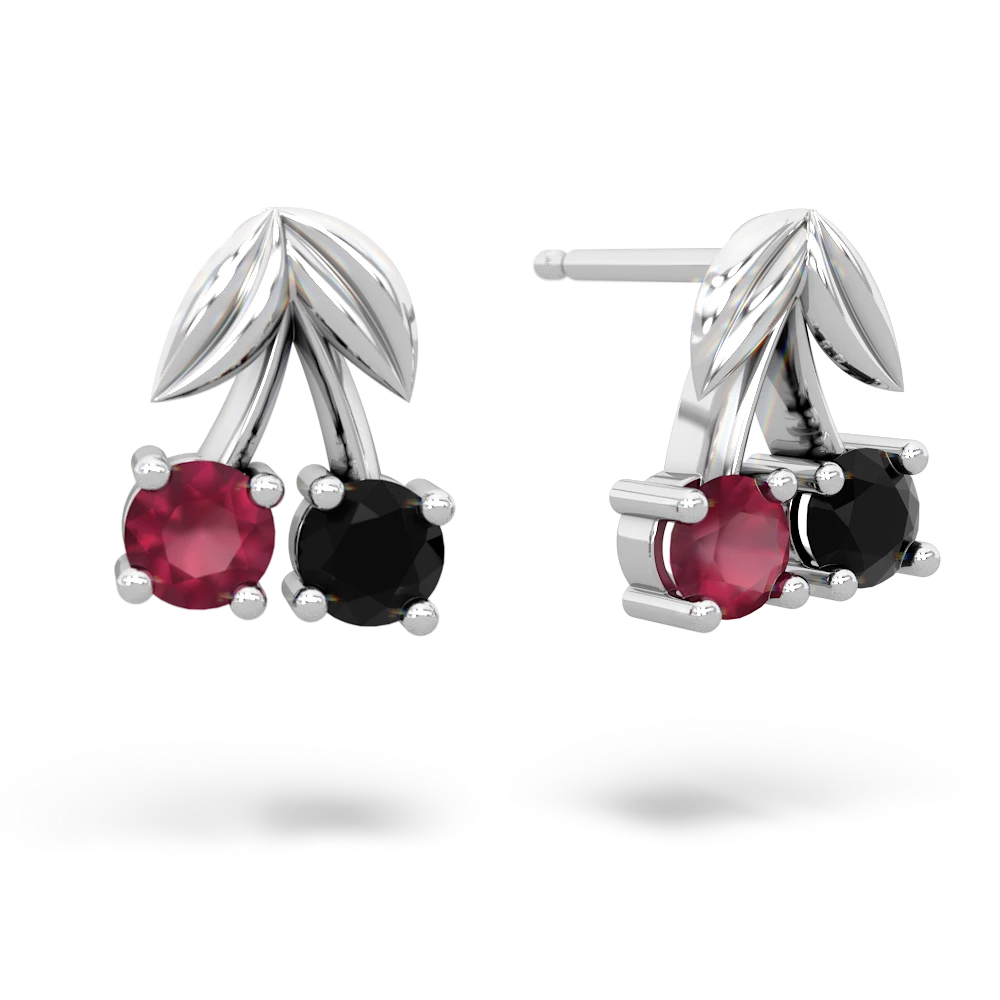 Ruby Sweet Cherries 14K White Gold earrings E7001