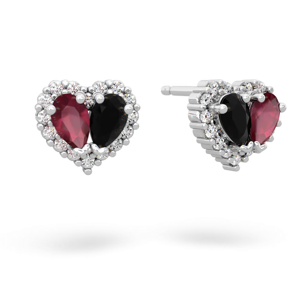 Ruby Halo 14K White Gold earrings E7008