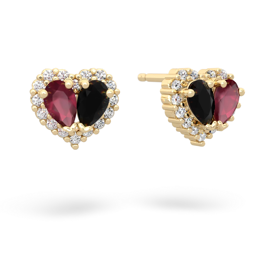 Ruby Halo 14K Yellow Gold earrings E7008
