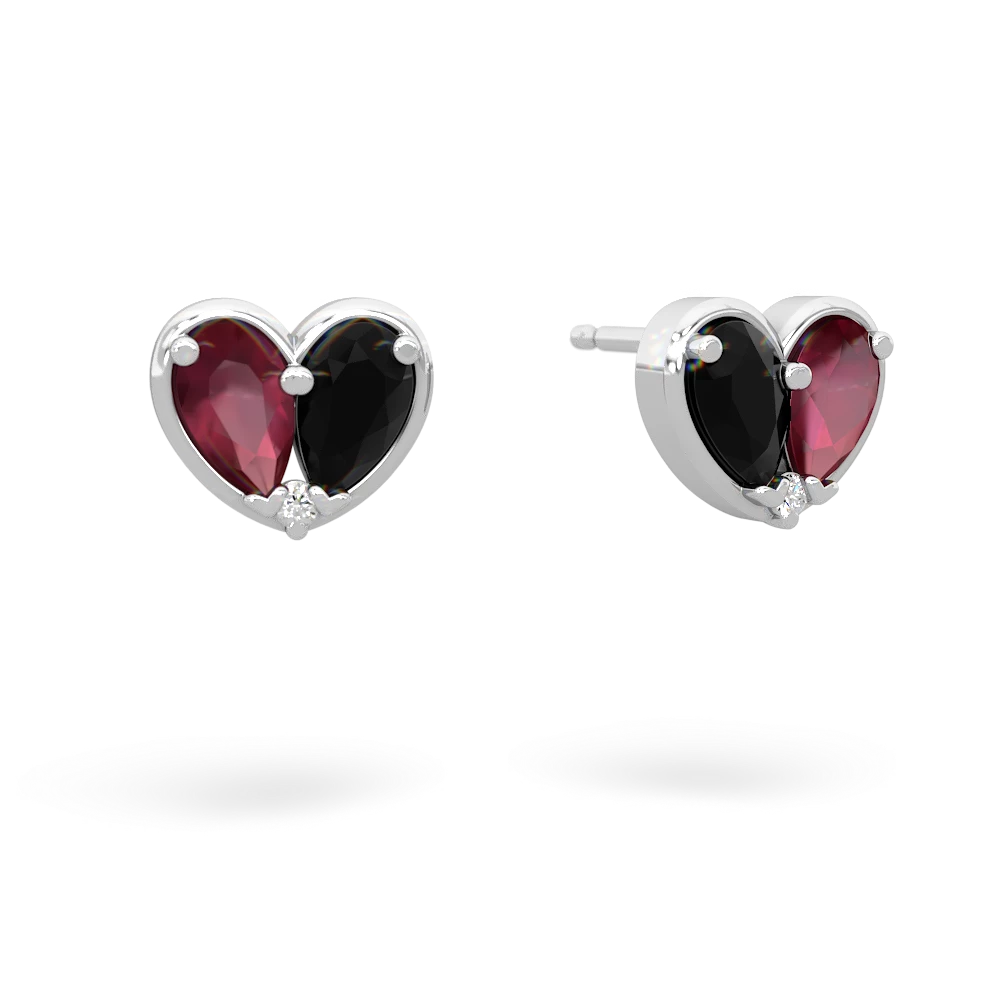 Ruby 'Our Heart' 14K White Gold earrings E5072