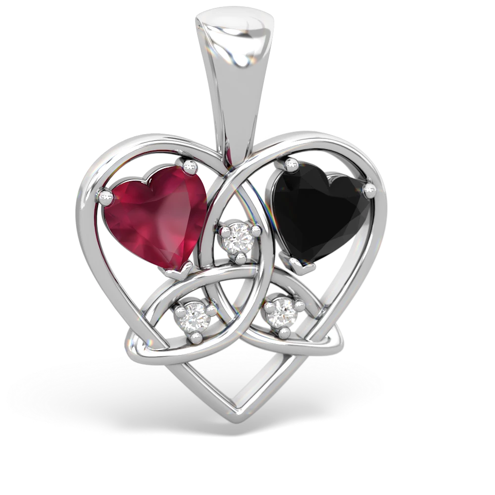 Ruby Celtic Trinity Heart 14K White Gold pendant P5331