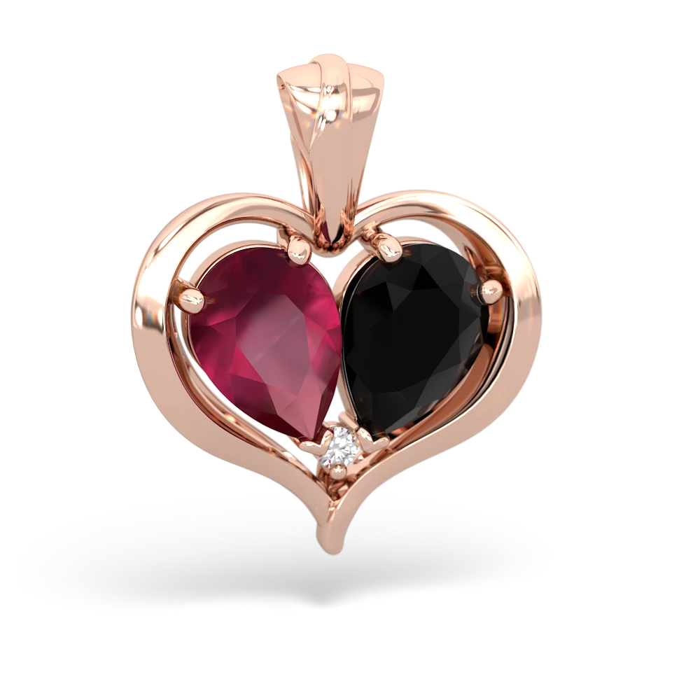 Ruby Two Become One 14K Rose Gold pendant P5330