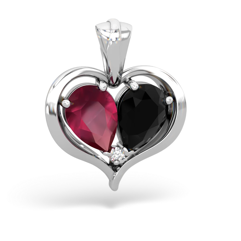 Ruby Two Become One 14K White Gold pendant P5330