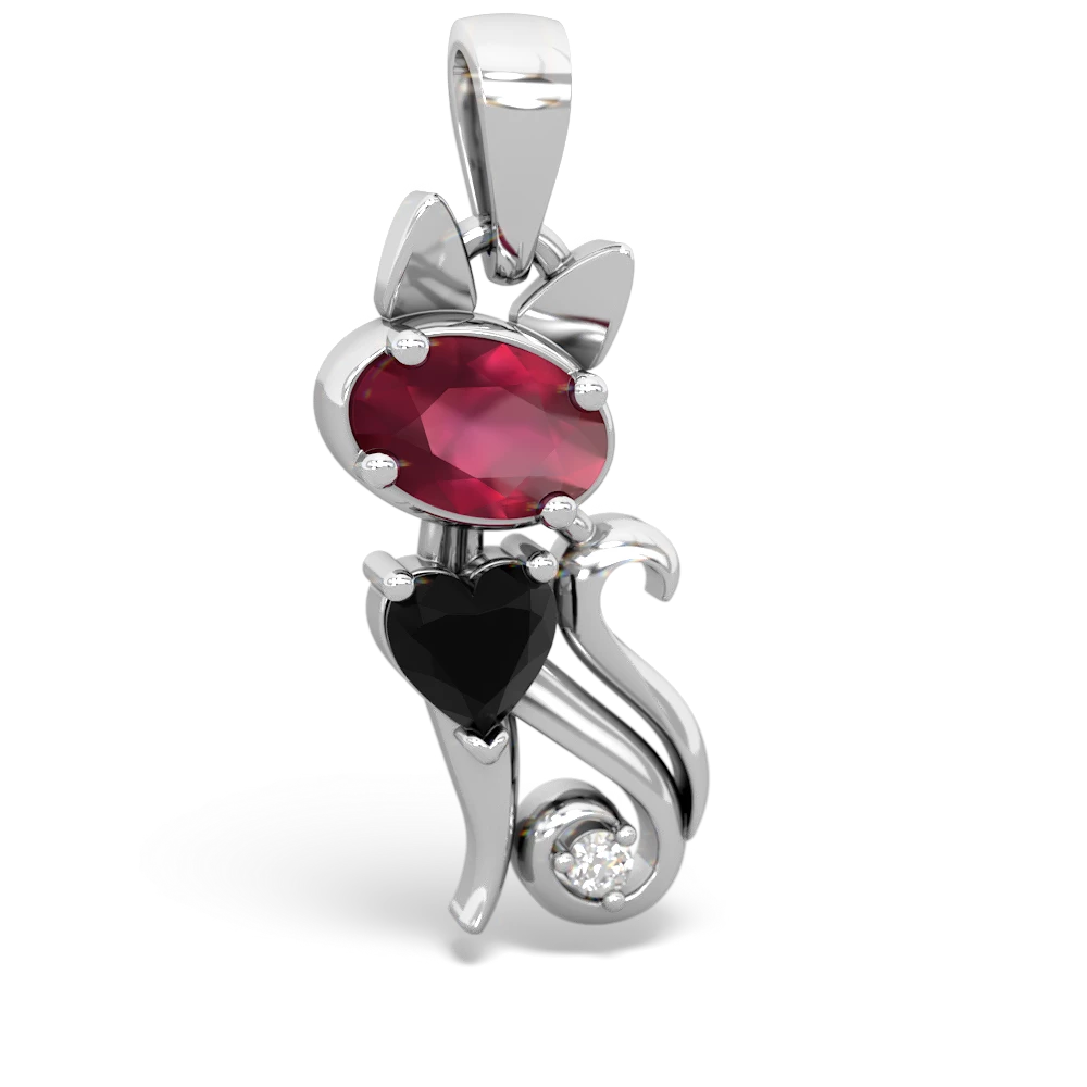Ruby Kitten 14K White Gold pendant P5780