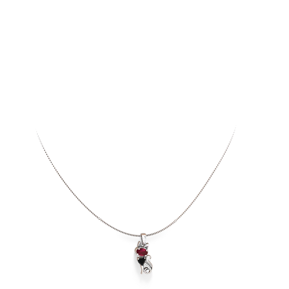 Ruby Kitten 14K White Gold pendant P5780