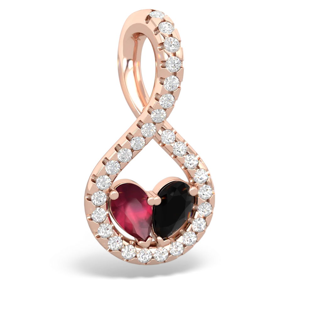 Ruby Pave Twist 'One Heart' 14K Rose Gold pendant P5360