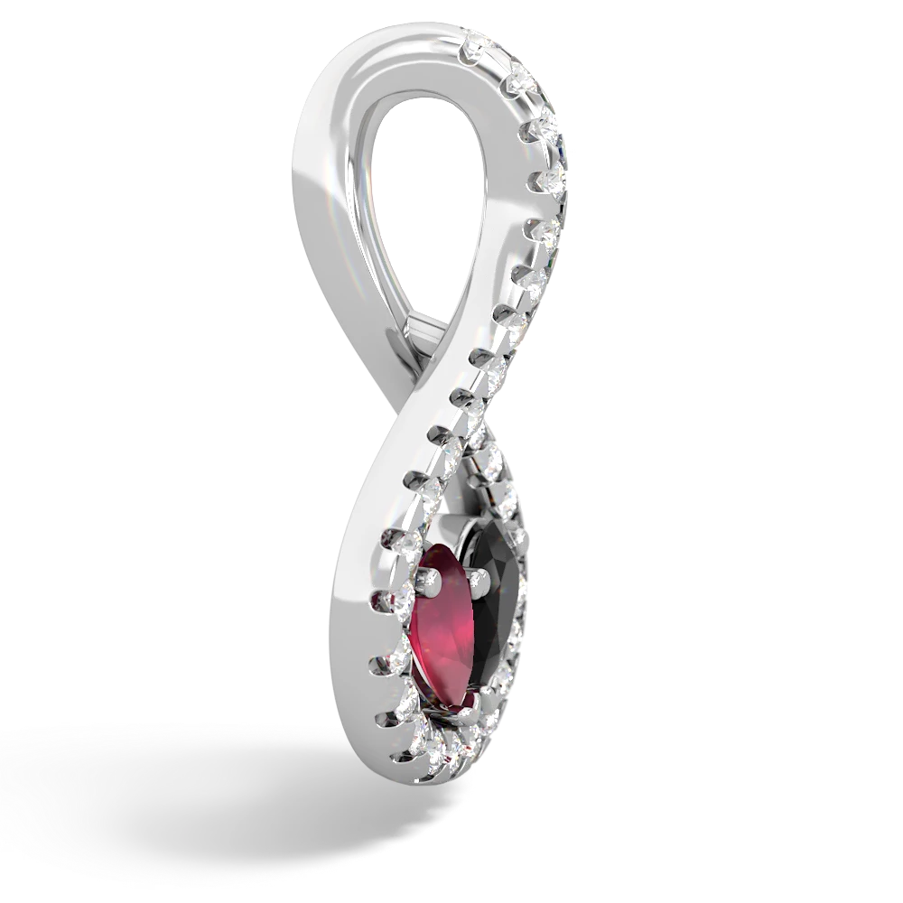 Ruby Pave Twist 'One Heart' 14K White Gold pendant P5360