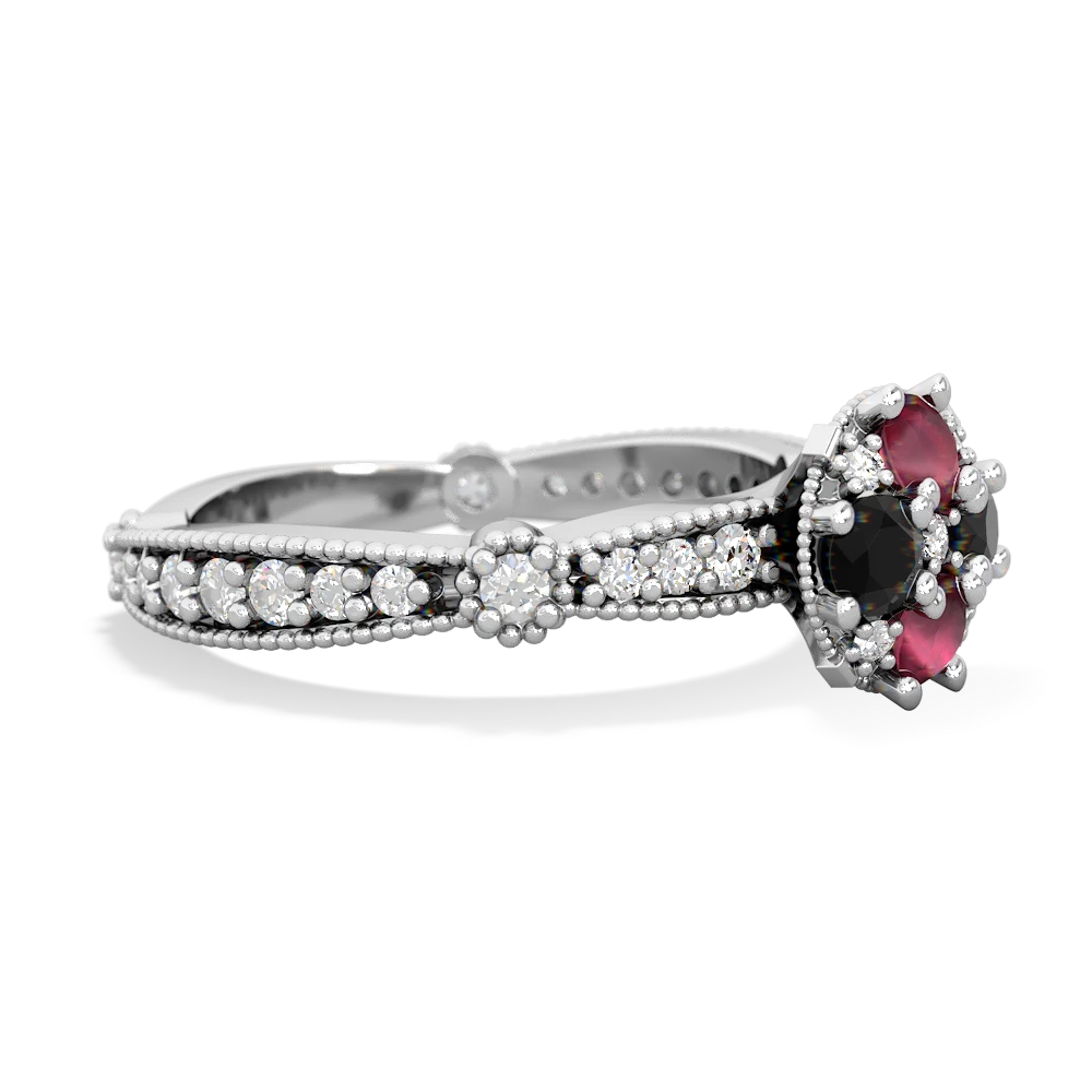 Ruby Sparkling Tiara Cluster 14K White Gold ring R26293RD