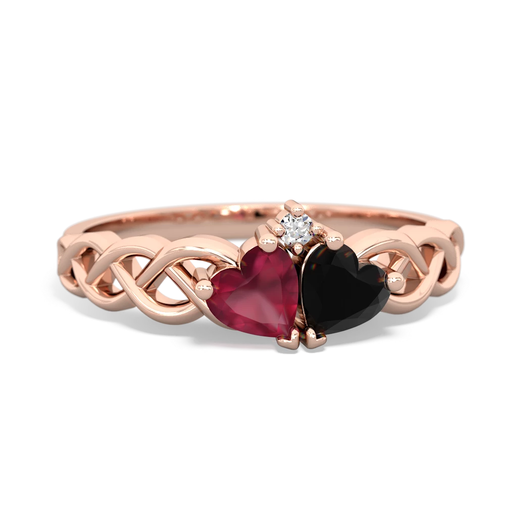 Ruby Heart To Heart Braid 14K Rose Gold ring R5870