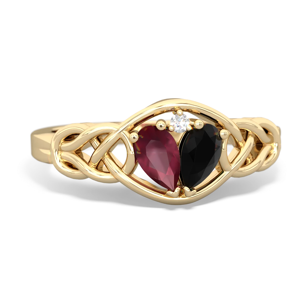 Ruby Celtic Love Knot 14K Yellow Gold ring R5420