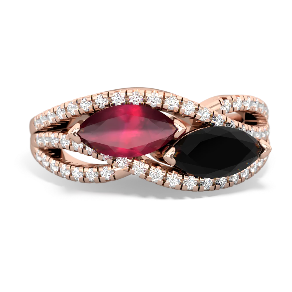 Ruby Diamond Rivers 14K Rose Gold ring R3070