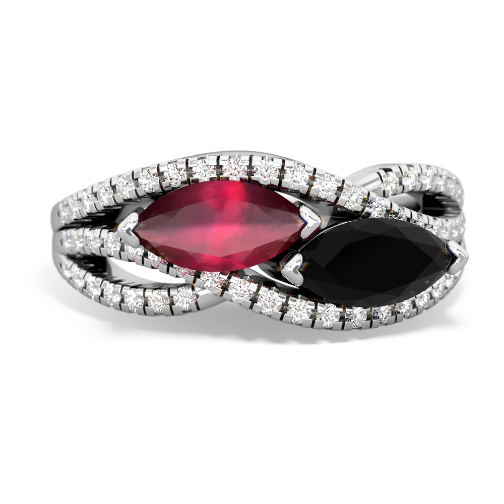 Ruby Diamond Rivers 14K White Gold ring R3070