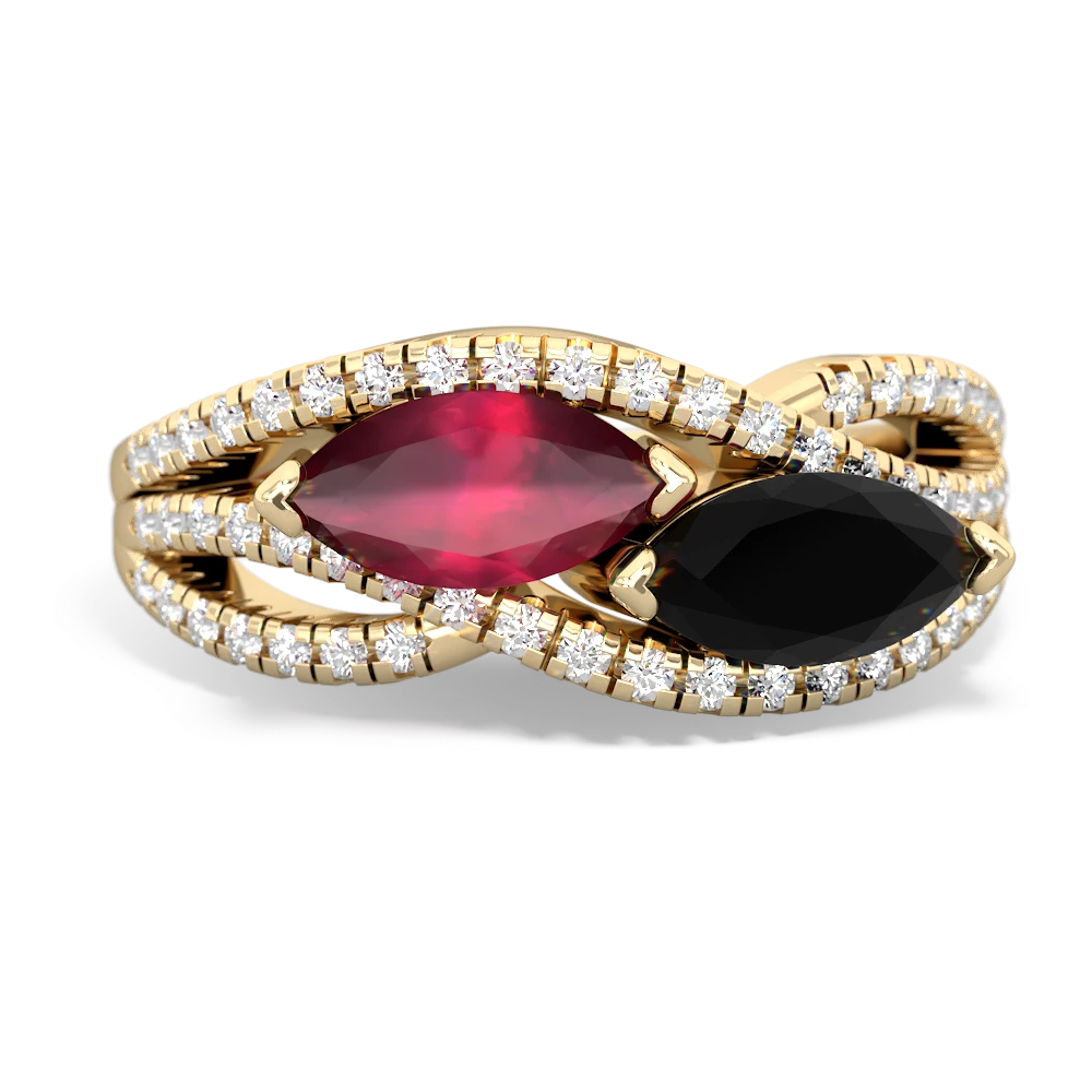 Ruby Diamond Rivers 14K Yellow Gold ring R3070