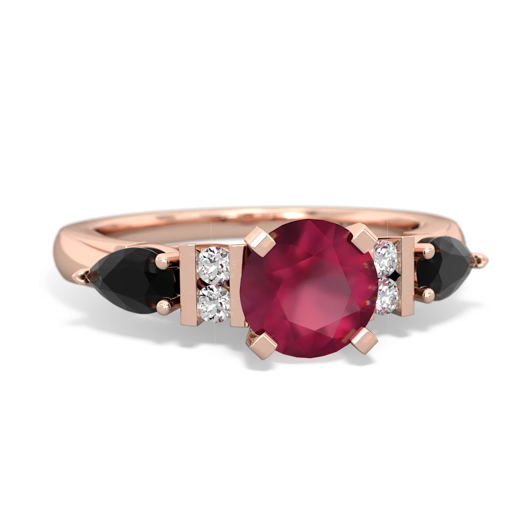 Ruby 6Mm Round Eternal Embrace Engagement 14K Rose Gold ring R2005