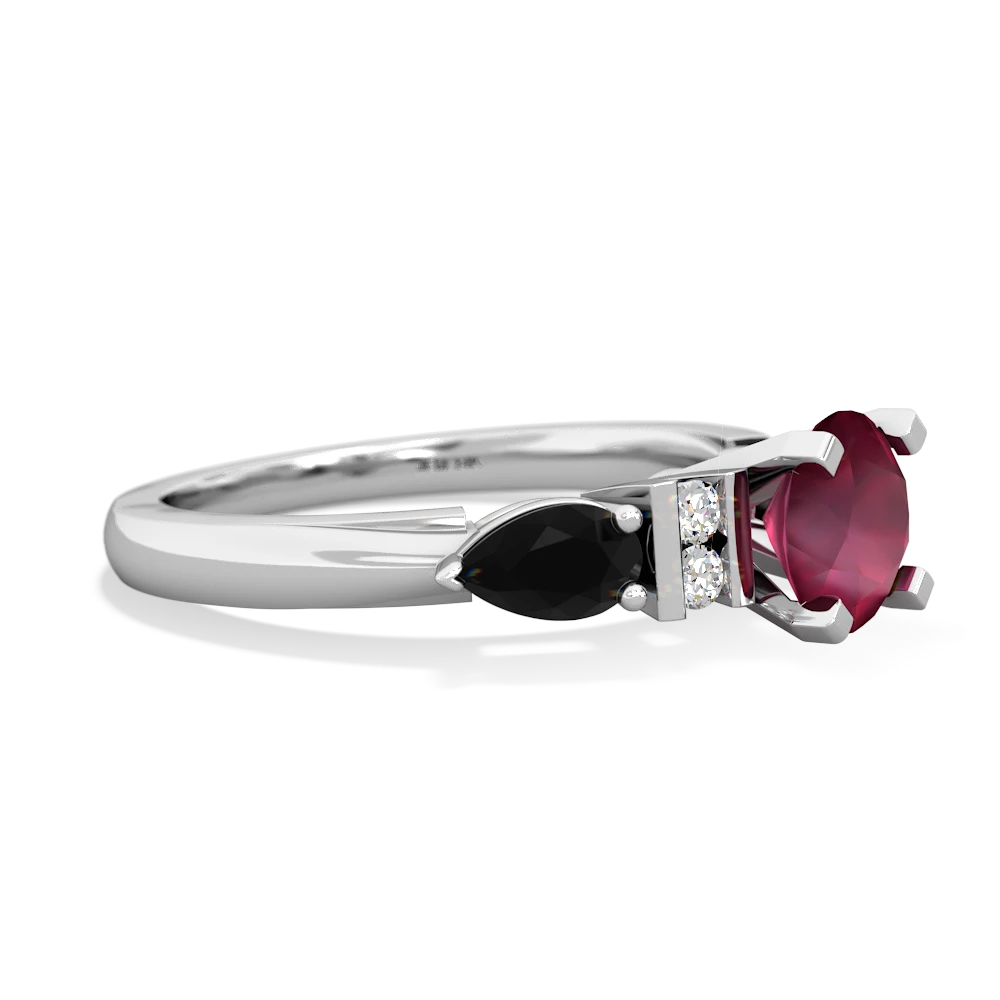 Ruby 6Mm Round Eternal Embrace Engagement 14K White Gold ring R2005