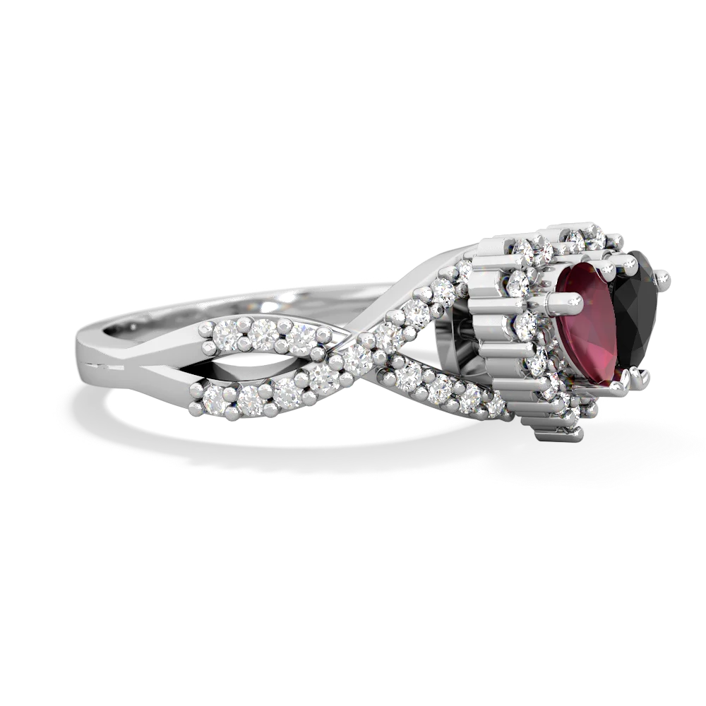 Ruby Diamond Twist 'One Heart' 14K White Gold ring R2640HRT