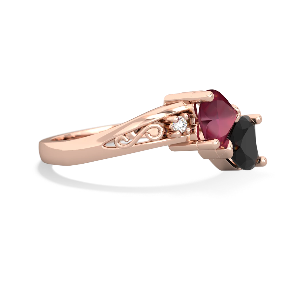 Ruby Snuggling Hearts 14K Rose Gold ring R2178