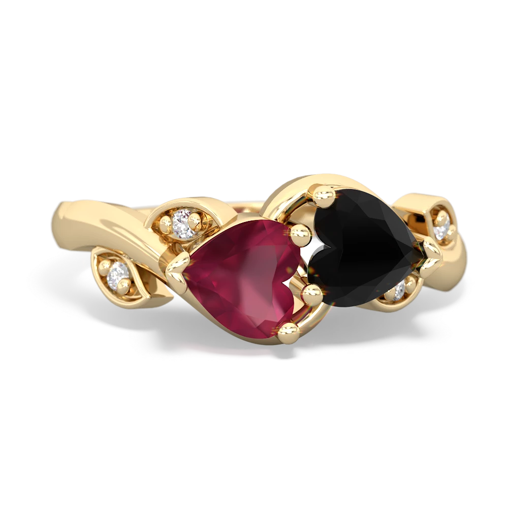 Ruby Floral Elegance 14K Yellow Gold ring R5790