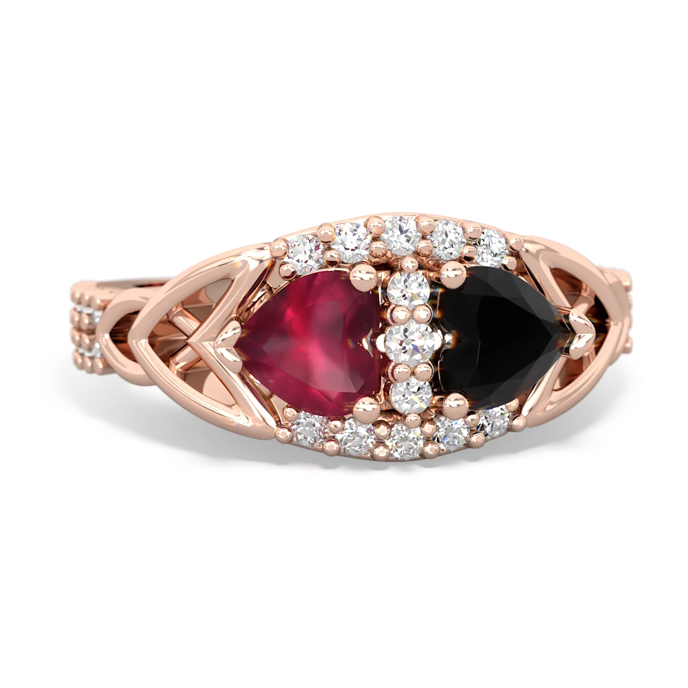 Ruby Sparkling Celtic Knot 14K Rose Gold ring R2645