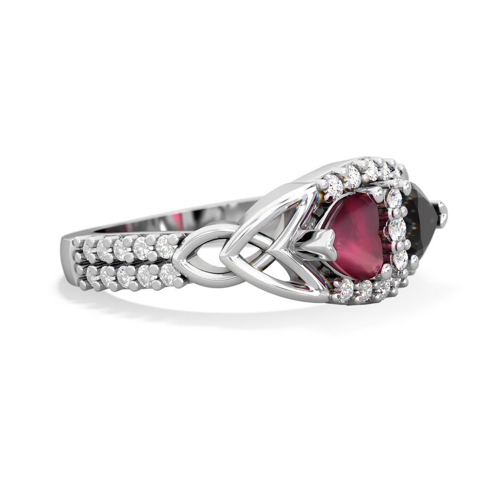 Ruby Sparkling Celtic Knot 14K White Gold ring R2645