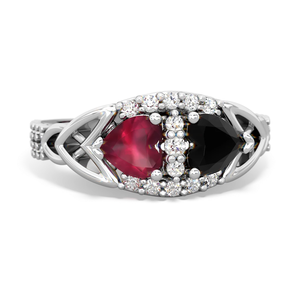 Ruby Sparkling Celtic Knot 14K White Gold ring R2645