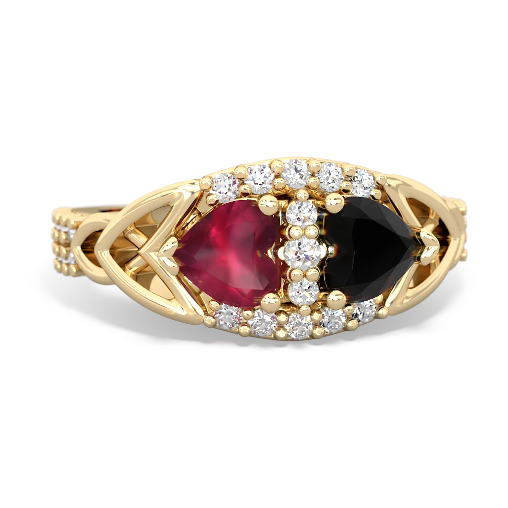 Ruby Sparkling Celtic Knot 14K Yellow Gold ring R2645