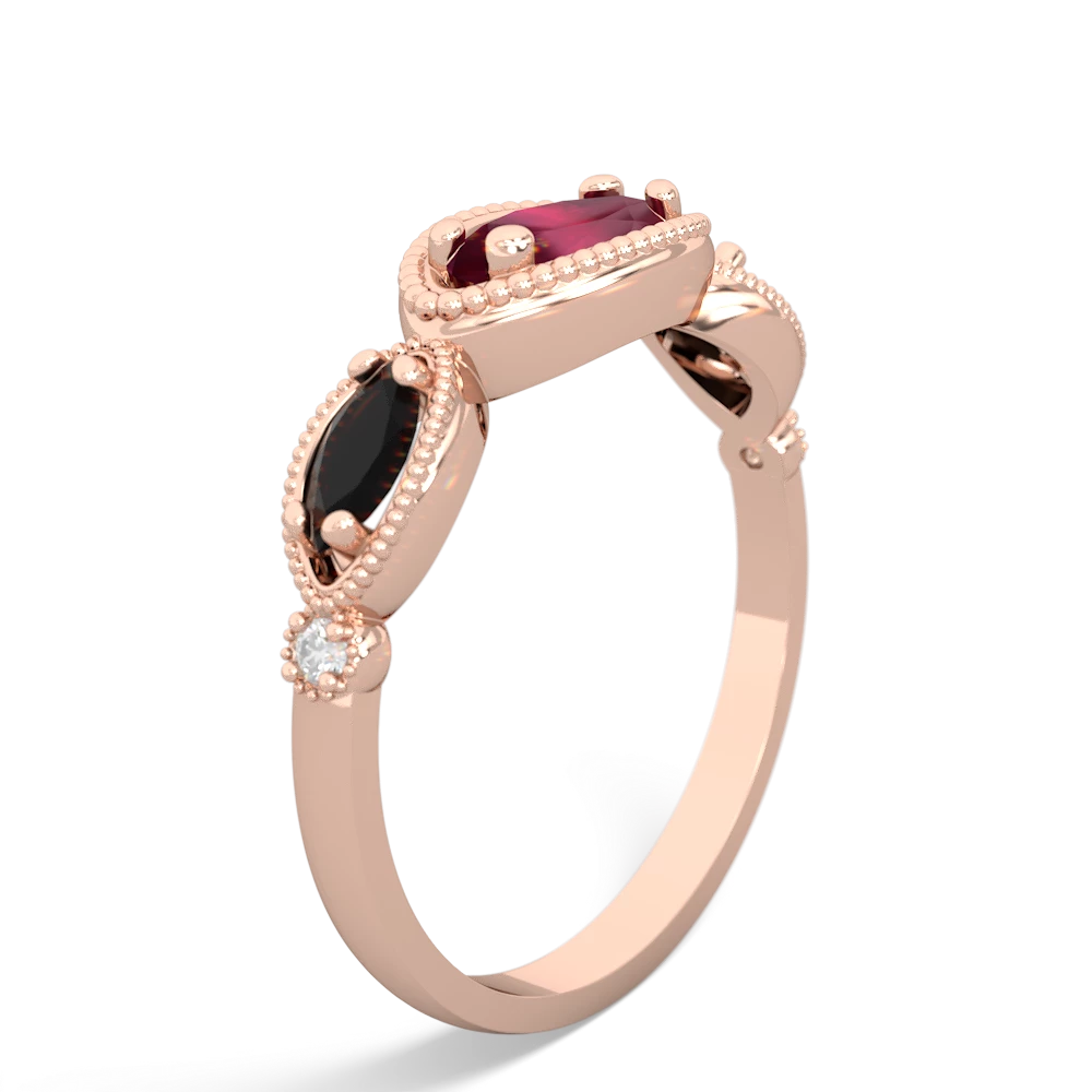 Ruby Milgrain Marquise 14K Rose Gold ring R5700