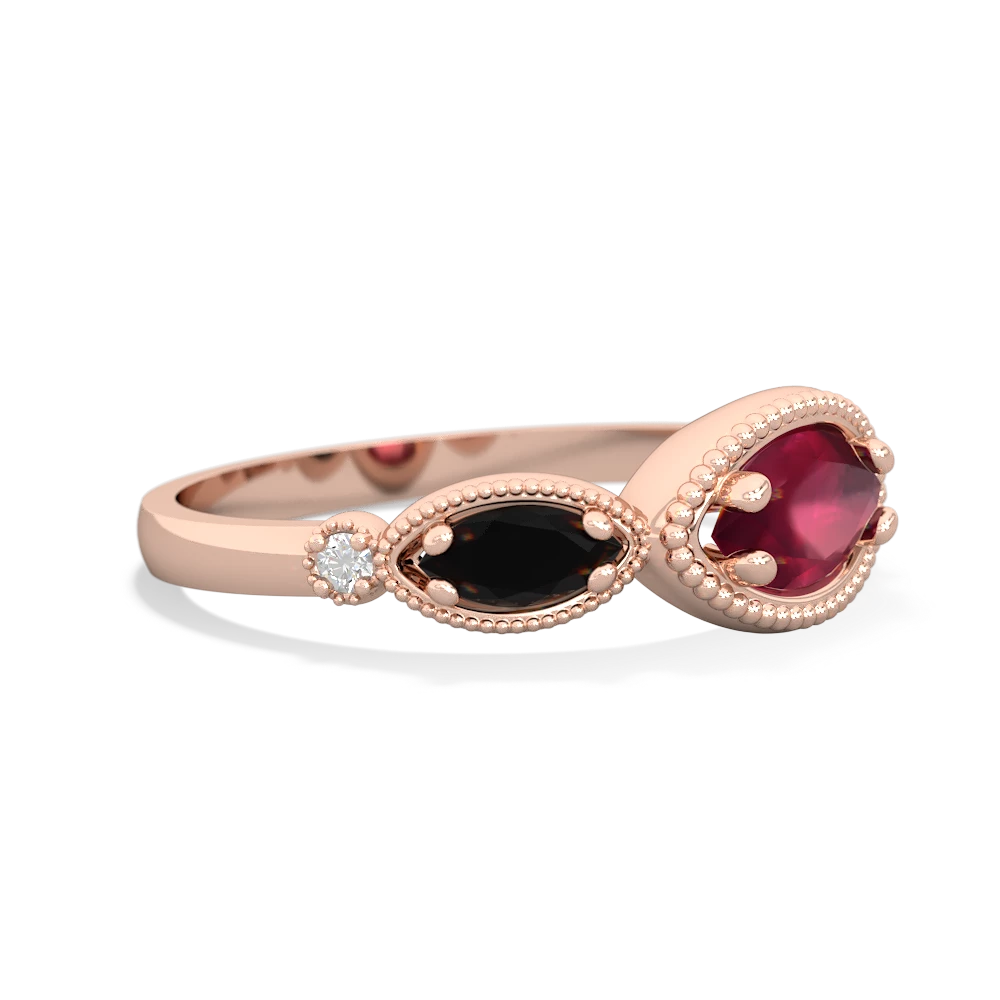 Ruby Milgrain Marquise 14K Rose Gold ring R5700