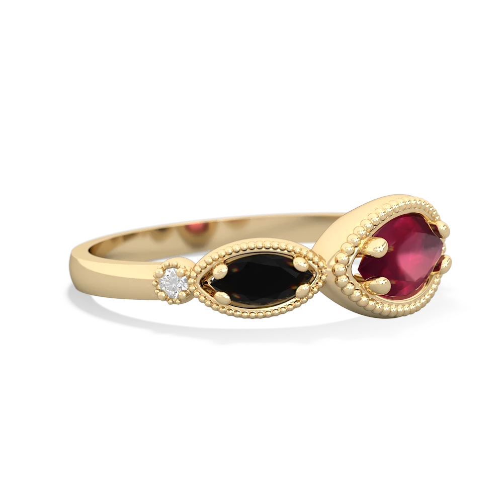 Ruby Milgrain Marquise 14K Yellow Gold ring R5700