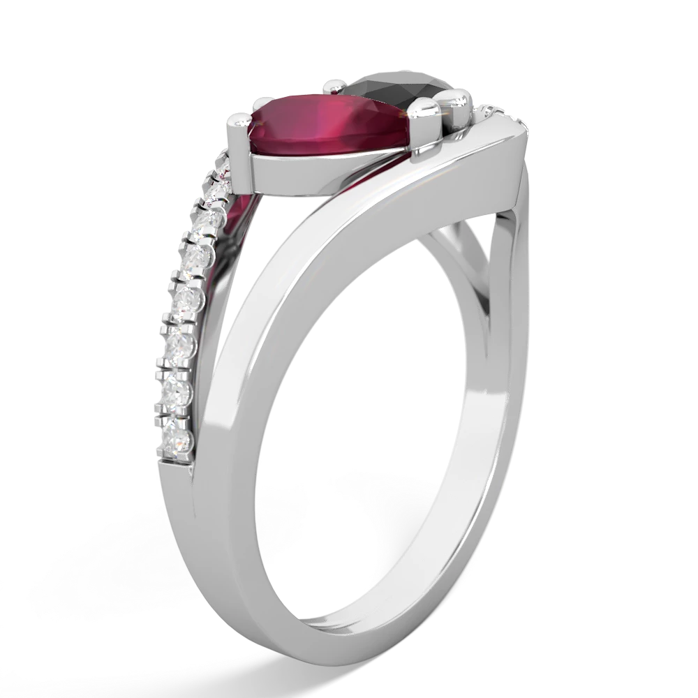 Ruby Nestled Heart Keepsake 14K White Gold ring R5650