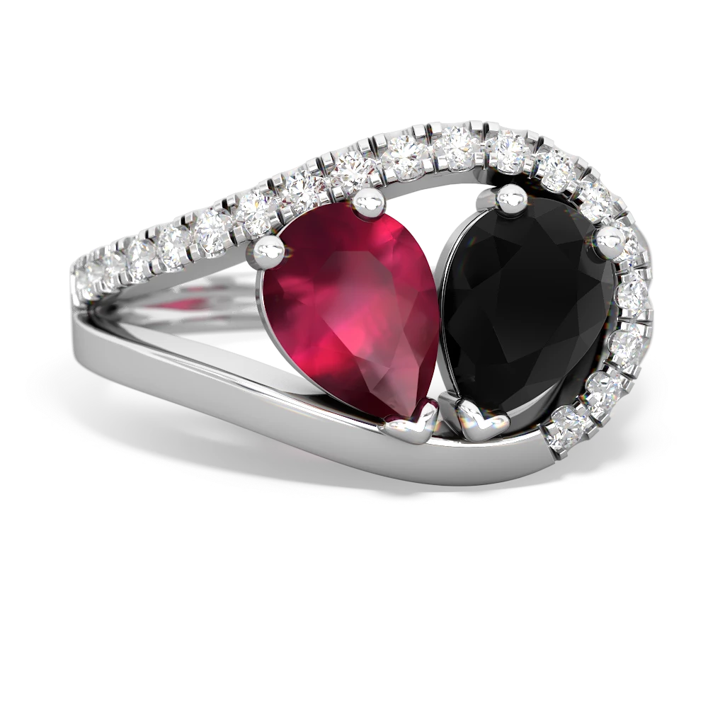 Ruby Nestled Heart Keepsake 14K White Gold ring R5650