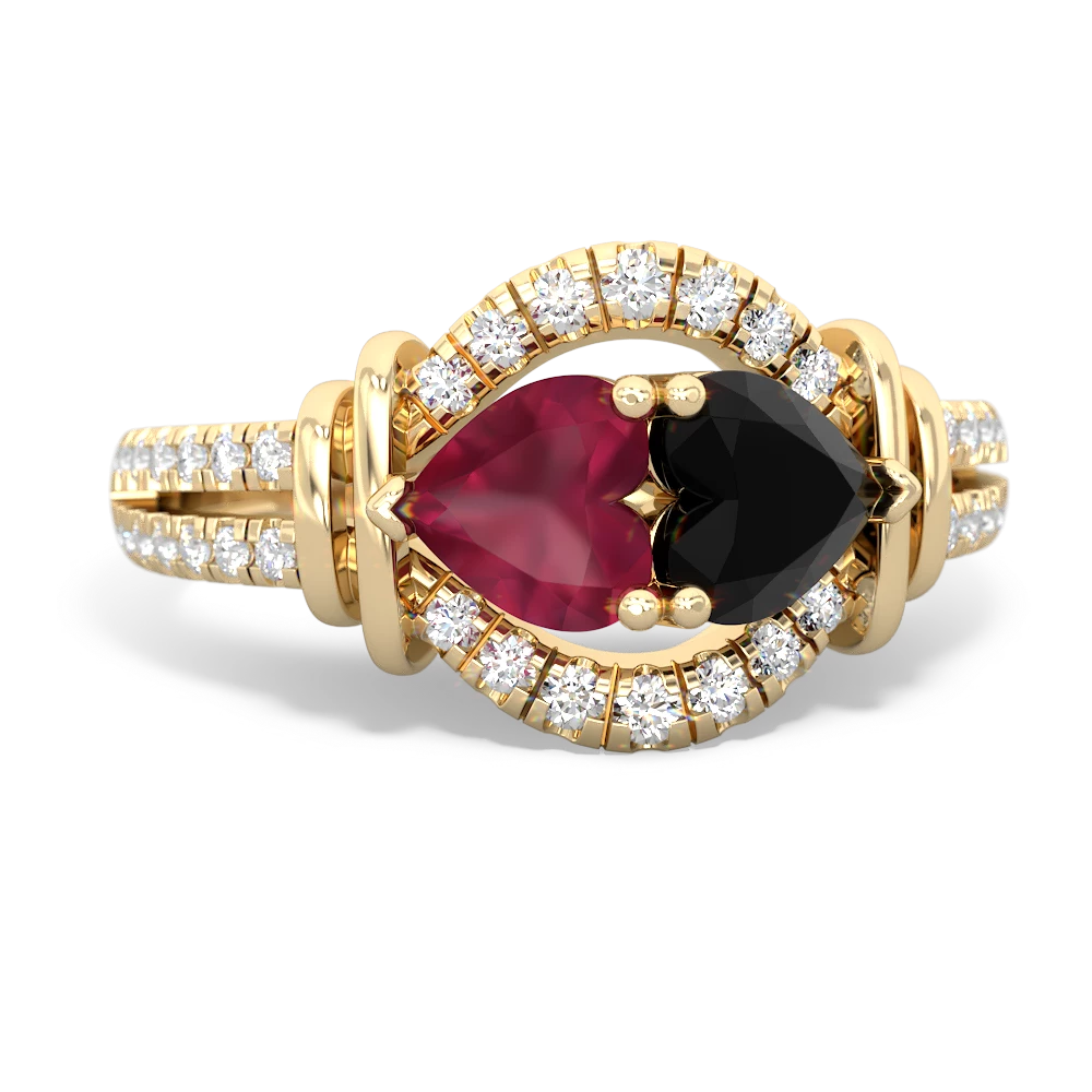 Ruby Art-Deco Keepsake 14K Yellow Gold ring R5630