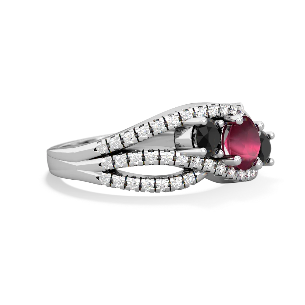 Ruby Three Stone Aurora 14K White Gold ring R3080