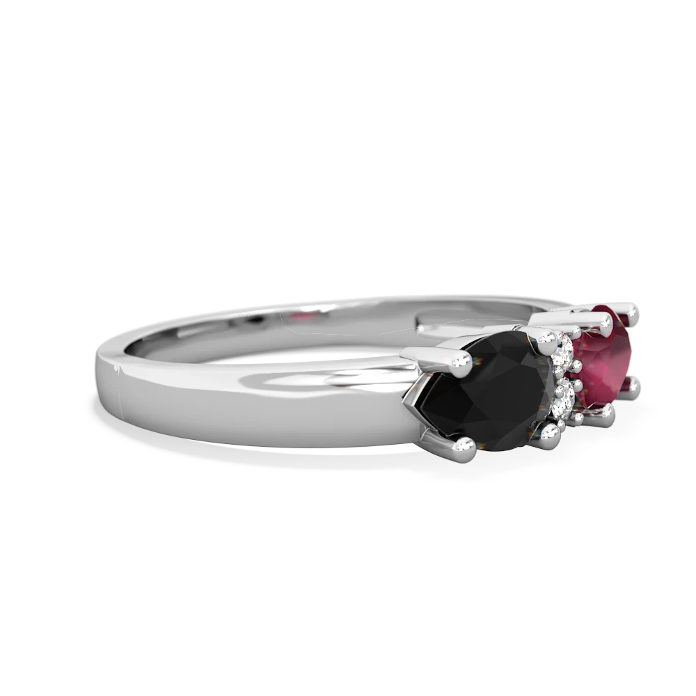 Ruby Pear Bowtie 14K White Gold ring R0865