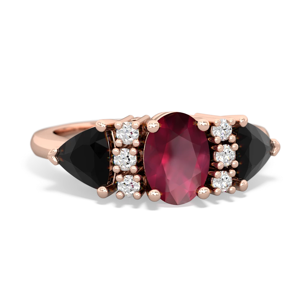 Ruby Antique Style Three Stone 14K Rose Gold ring R2186