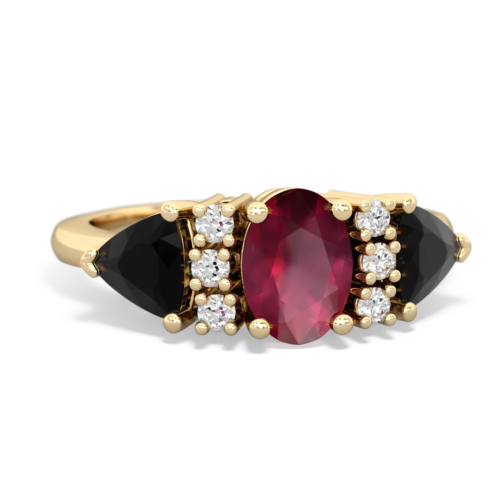 Ruby Antique Style Three Stone 14K Yellow Gold ring R2186