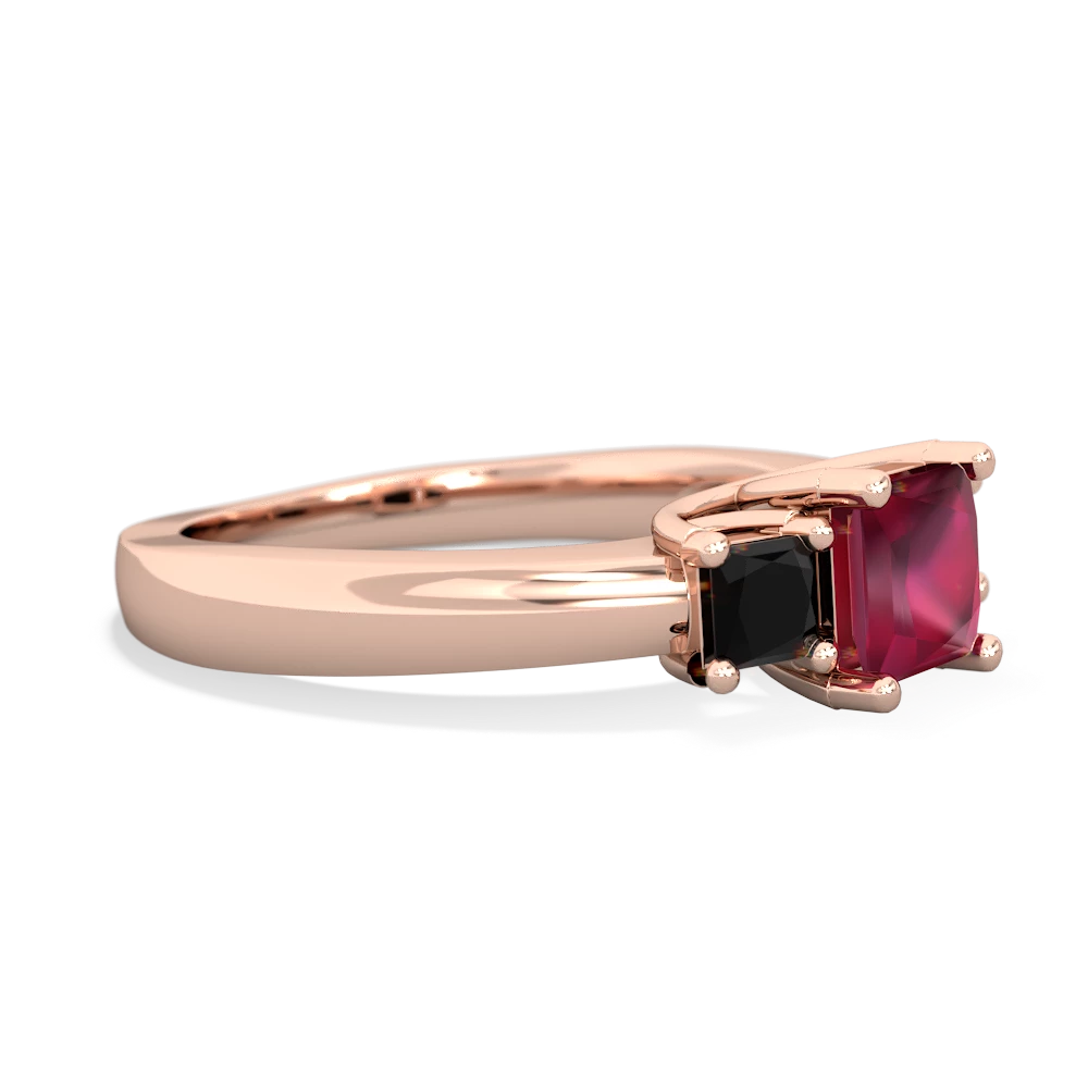 Ruby Three Stone Trellis 14K Rose Gold ring R4015