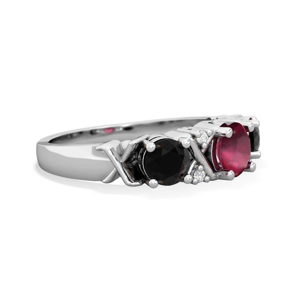 Ruby Hugs And Kisses 14K White Gold ring R5016