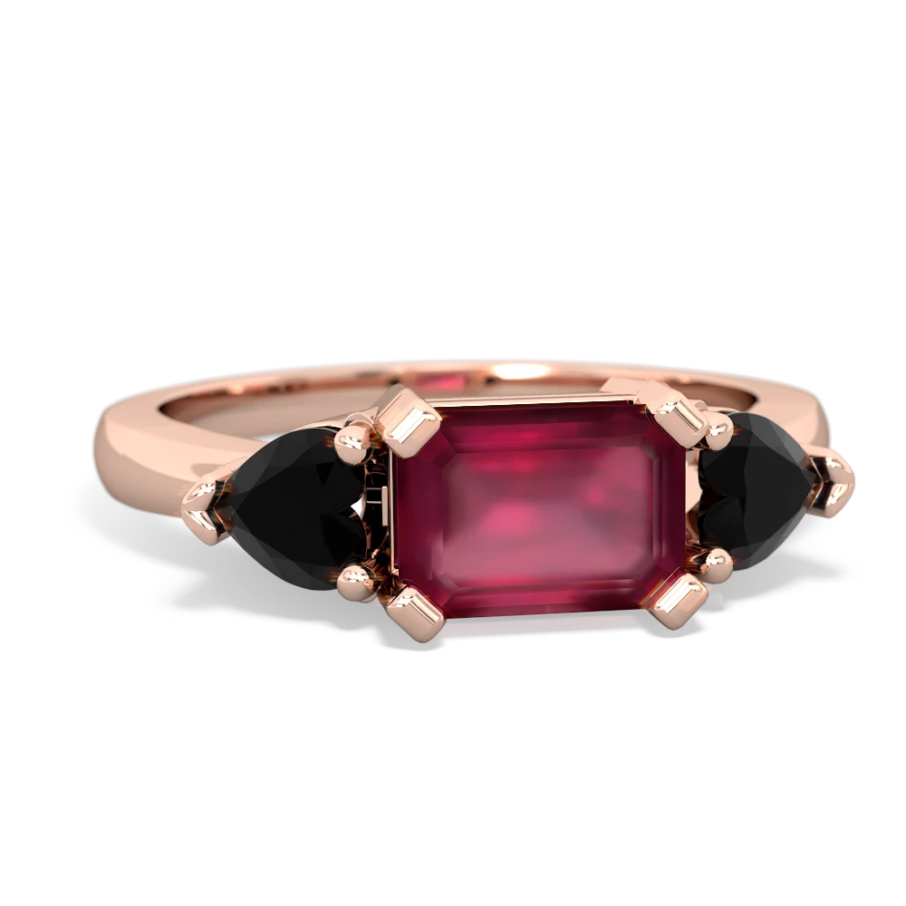 Ruby Three Stone 14K Rose Gold ring R5235