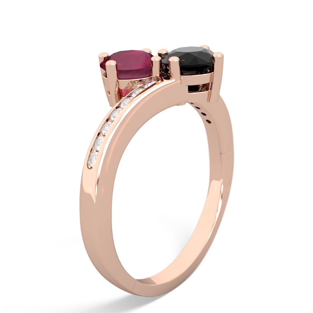 Ruby Channel Set Two Stone 14K Rose Gold ring R5303