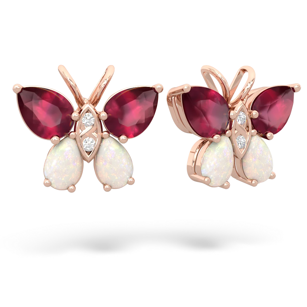 Ruby Butterfly 14K Rose Gold earrings E2215