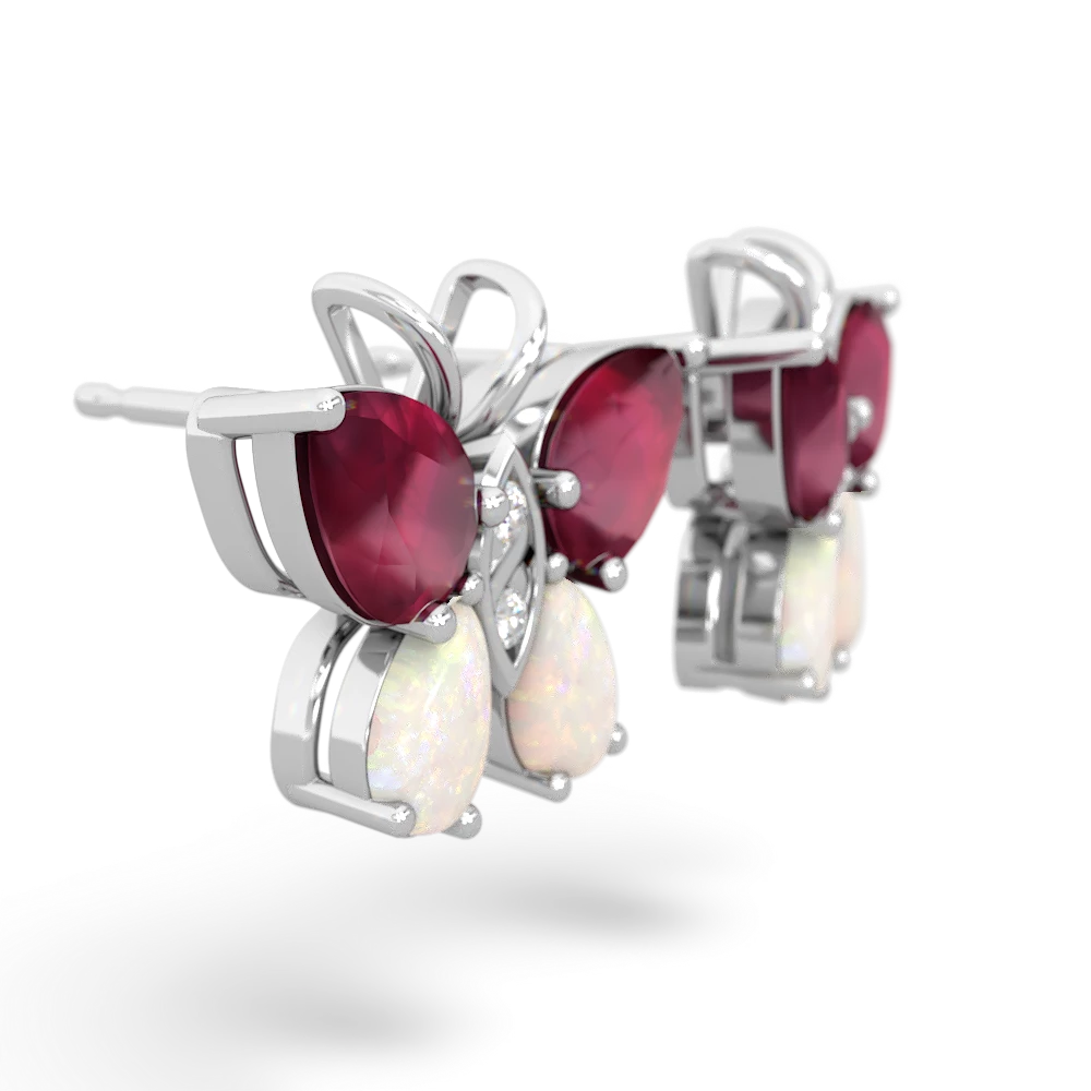 Ruby Butterfly 14K White Gold earrings E2215