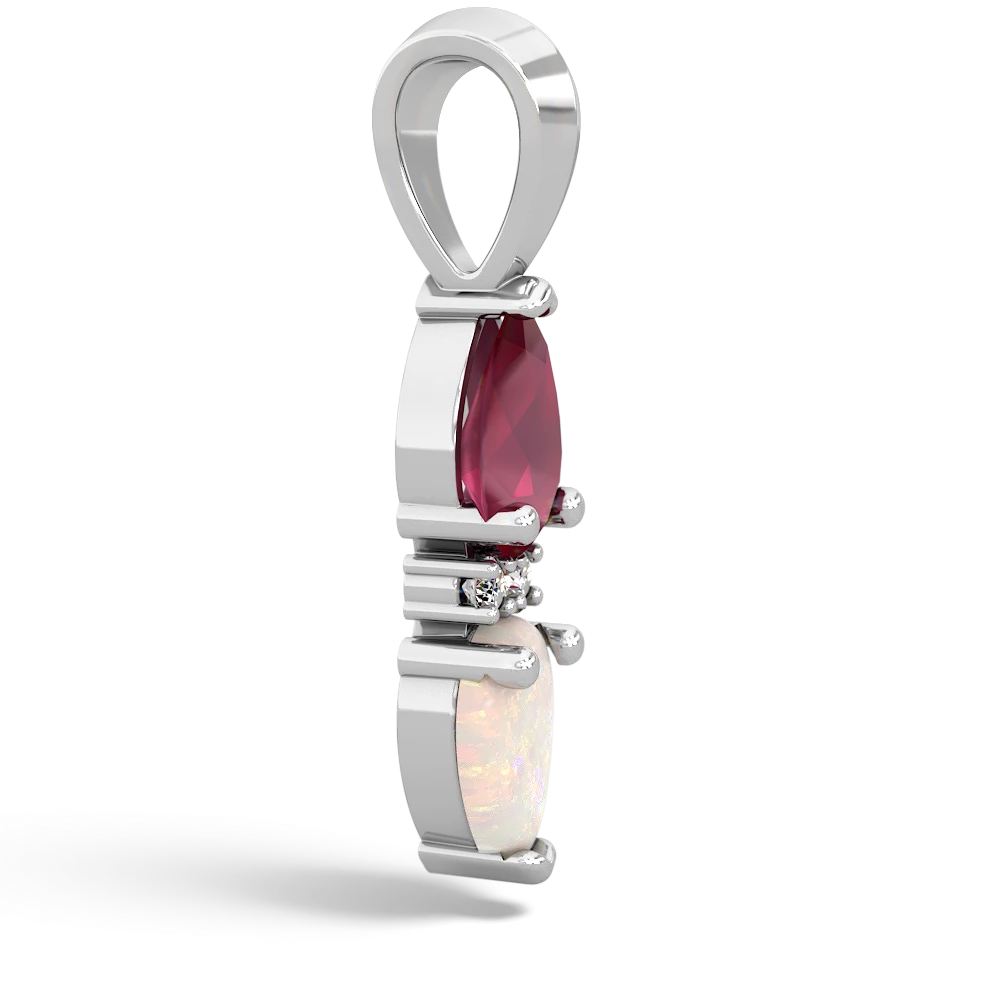 Ruby Bowtie Drop 14K White Gold pendant P0865