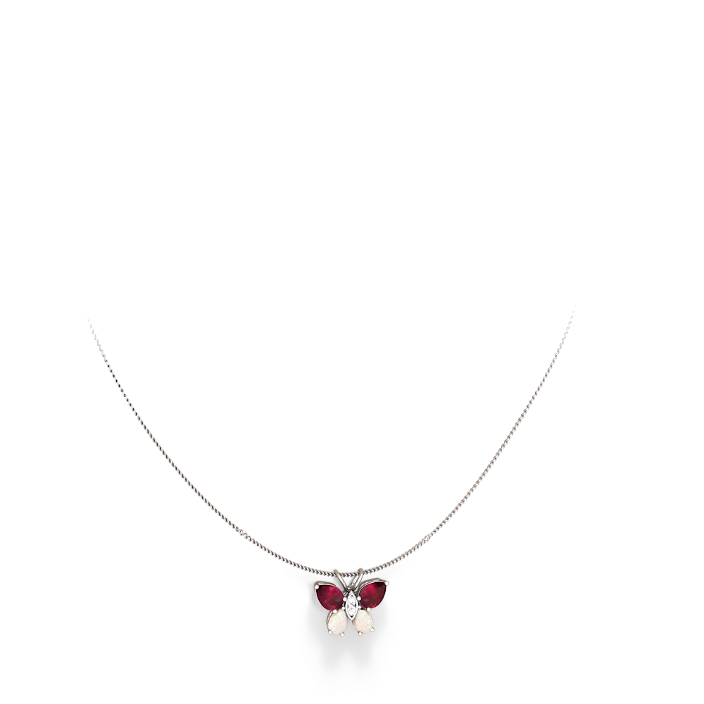 Ruby Butterfly 14K White Gold pendant P2215